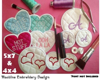 ITH Make Up Remover Pads SET -In The Hoop Embroidery Design projects -5x7 and 4x4 Hoops- Valentine's Day Embroidery Pattern