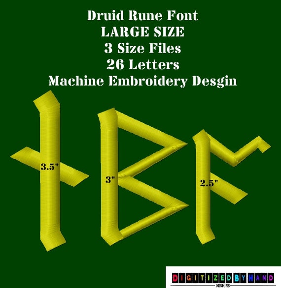 Druid Wicca Rune Machine Embroidery Design Pagan LARGE Machine Embroidery Font Viking Runes Digitized by Hand 3 sizes for 4x4