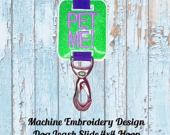 In the Hoop Dog Leash Slide - Marine Vinyl Dog Embroidery Design - ITH Machine Embroidery Design project for 4x4Hoops - Pet Me
