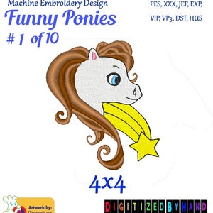 Funny Pony Embroidery Design 1 of 10 - Cute Pony Machine Embroidery Design - 4x4 Hoops - pes jef exp vip vps dst hus