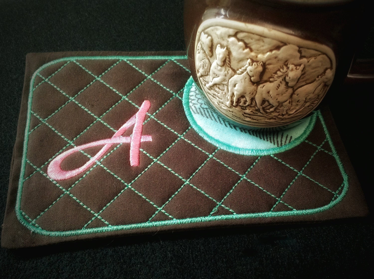 ITH Mug Rug Monogram Design - in the Hoop Embroidery ITH Designs ITH ...