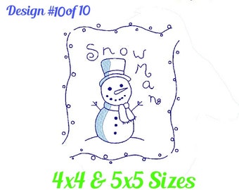 Winter Redwork Embroidery Design 10 of 10 - Winter Holiday Quilt Embroidery Design -Redwork 4x4 and 5x7 -pes jef exp vip vps dst hus