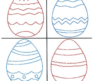 Redwork Machine Embroidery Designs Easter Eggs -Digitized by Hand 4 Designs 3x4 - Easter Handkerchief Quilt Block Embroidery Design