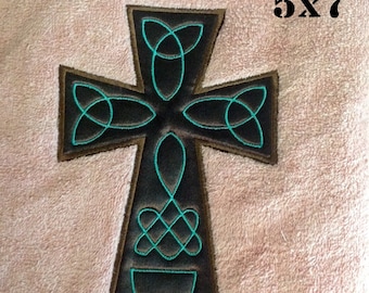 Applique Machine Embroidery Design - Religious Celtic Cross Applique Machine Embroidery Design -Digitized by Hand for towel applique 5x7