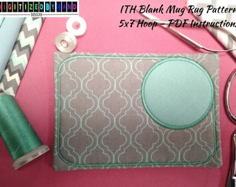ITH en blanco taza alfombra diseño - en el aro de bordado con diseños con proyectos - digitalizado por mano taza alfombra aros 5 x 7