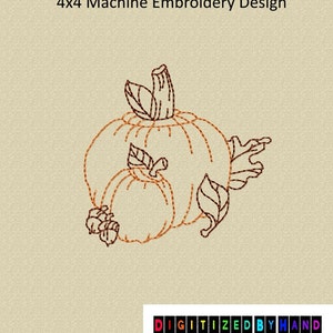 Redwork Embroidery Designs - Machine Embroidery Pumpkin Patch Redwork Design - 4x4 Hoop