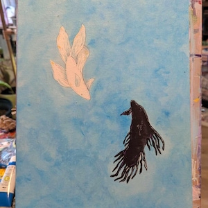 Geto and Gojo Fish Acrylic Painting 9x12&quot; Canvas Panel