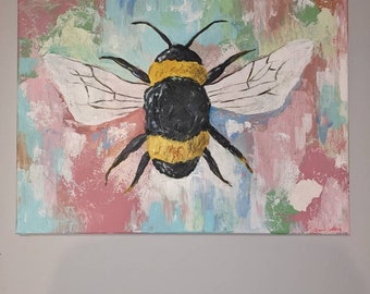 Bee 24 "x 18" Canvas Acryl schilderij