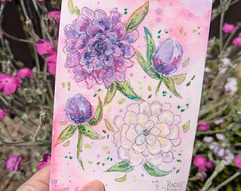 Pfingstrosen 13 x 20 Aquarellmalerei