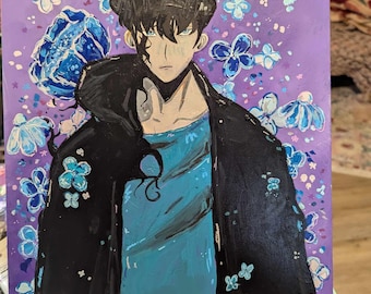 Anime Acrylic Painting 11x14" Gessobord