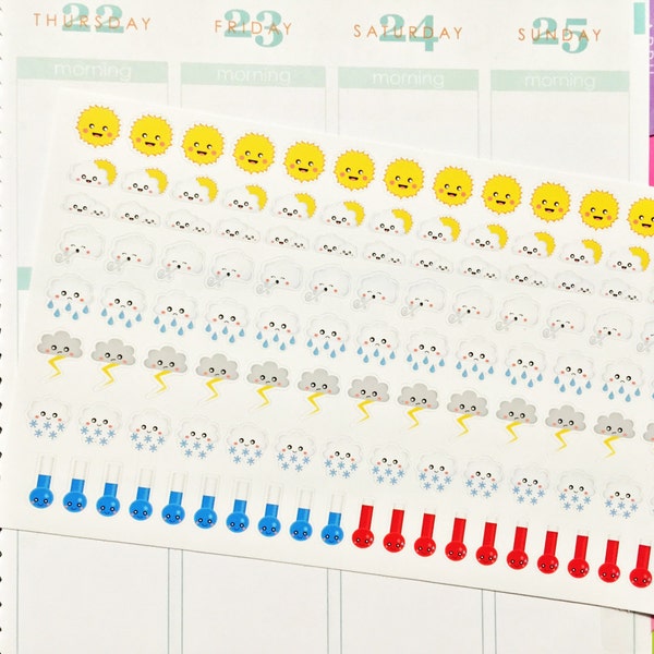 112 Weather stickers set! Perfect to keep track of weather in your planner or agenda! Erin Condren Life Planner Sticker