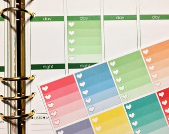 16 Colorful Heart Checklist Stickers! Perfect for your Erin Condren Life Planner, Filofax, Plum Paper & other planner or scrapbooking!
