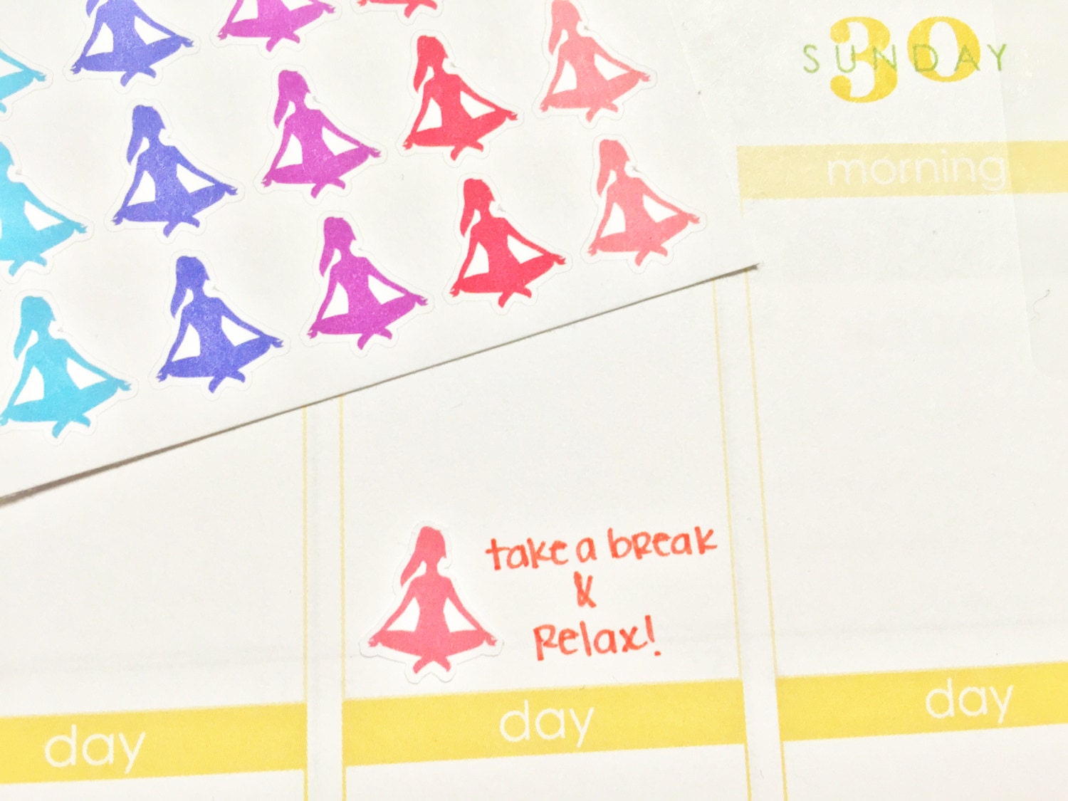 33 MultiColor Yoga/Meditation Stickers Perfect for your Erin Etsy