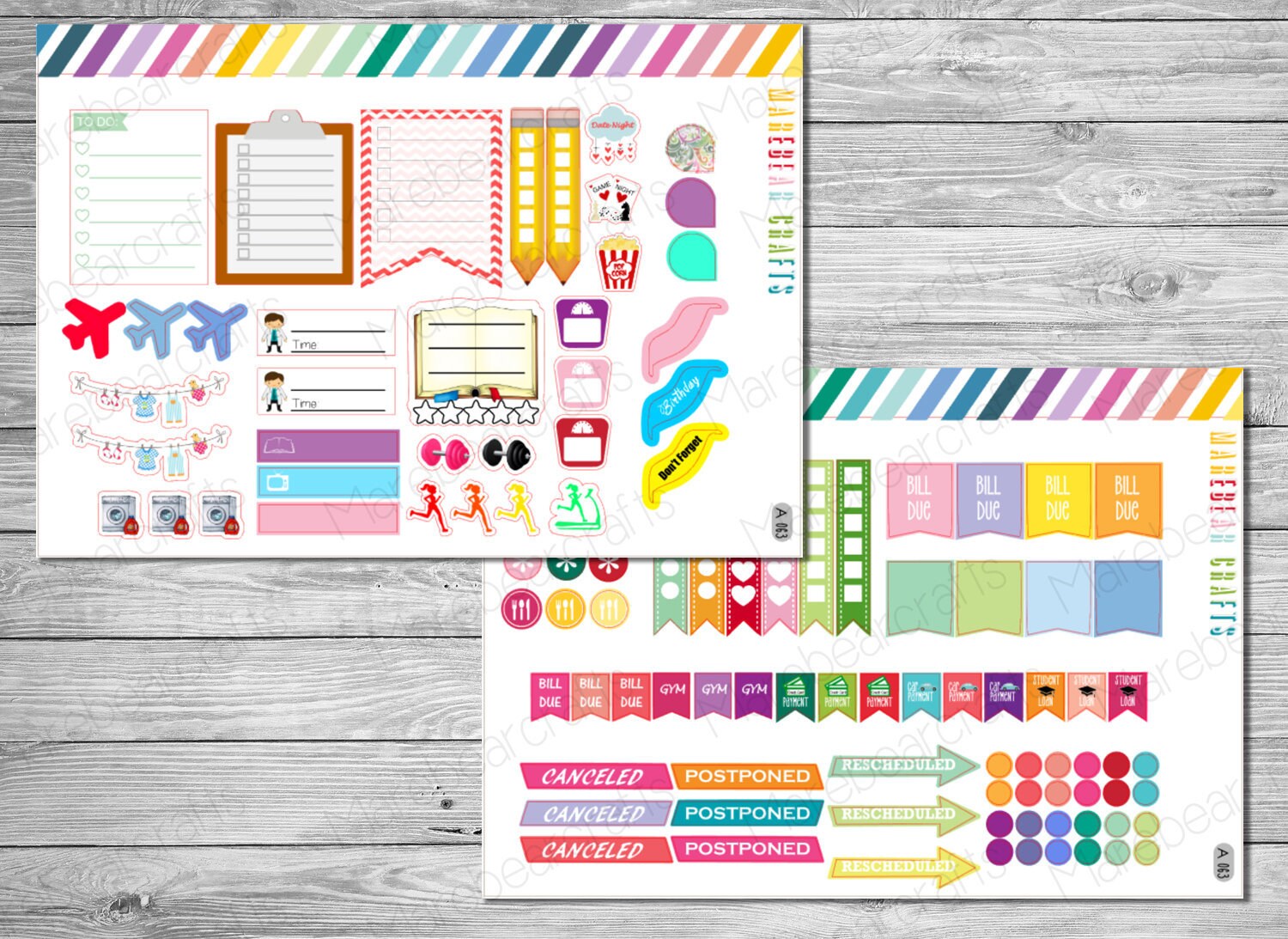6 Sheets of Journal Stickers as a Starter Set Stickers Letters Days Travel  Daily Monthly 