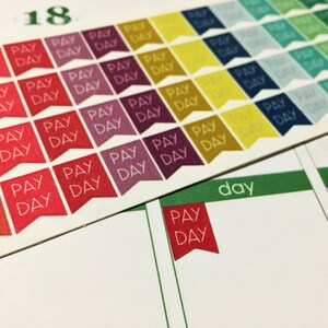 60 Mini Pay Day Flag Stickers with option to customize for Erin Condren Life Planner and Plum Paper Planner!