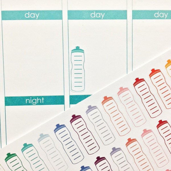 60 Hydrate Water Bottle Stickers / Water Intake! option to CUSTOMIZE! Perfect for your Erin Condren, Plum Paper, or any other planner!