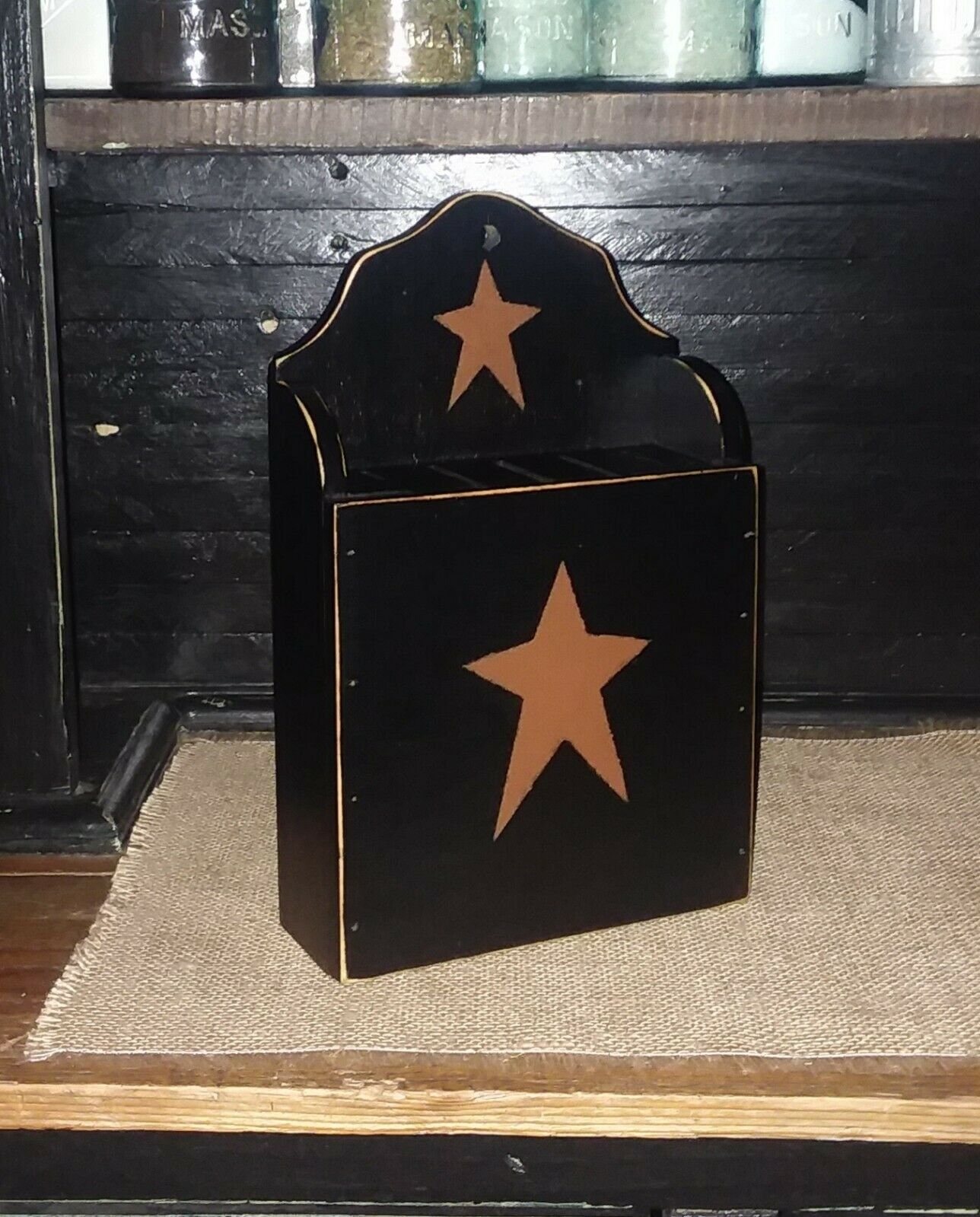 support mural pour blocs de couteaux en bois, 5 emplacements, noir havane primitif olde stars