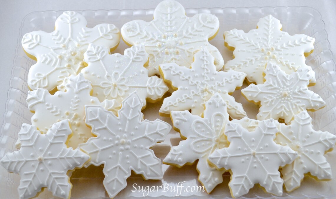 Snowflake Cookies One dozen sparkly unique snowflake image 0