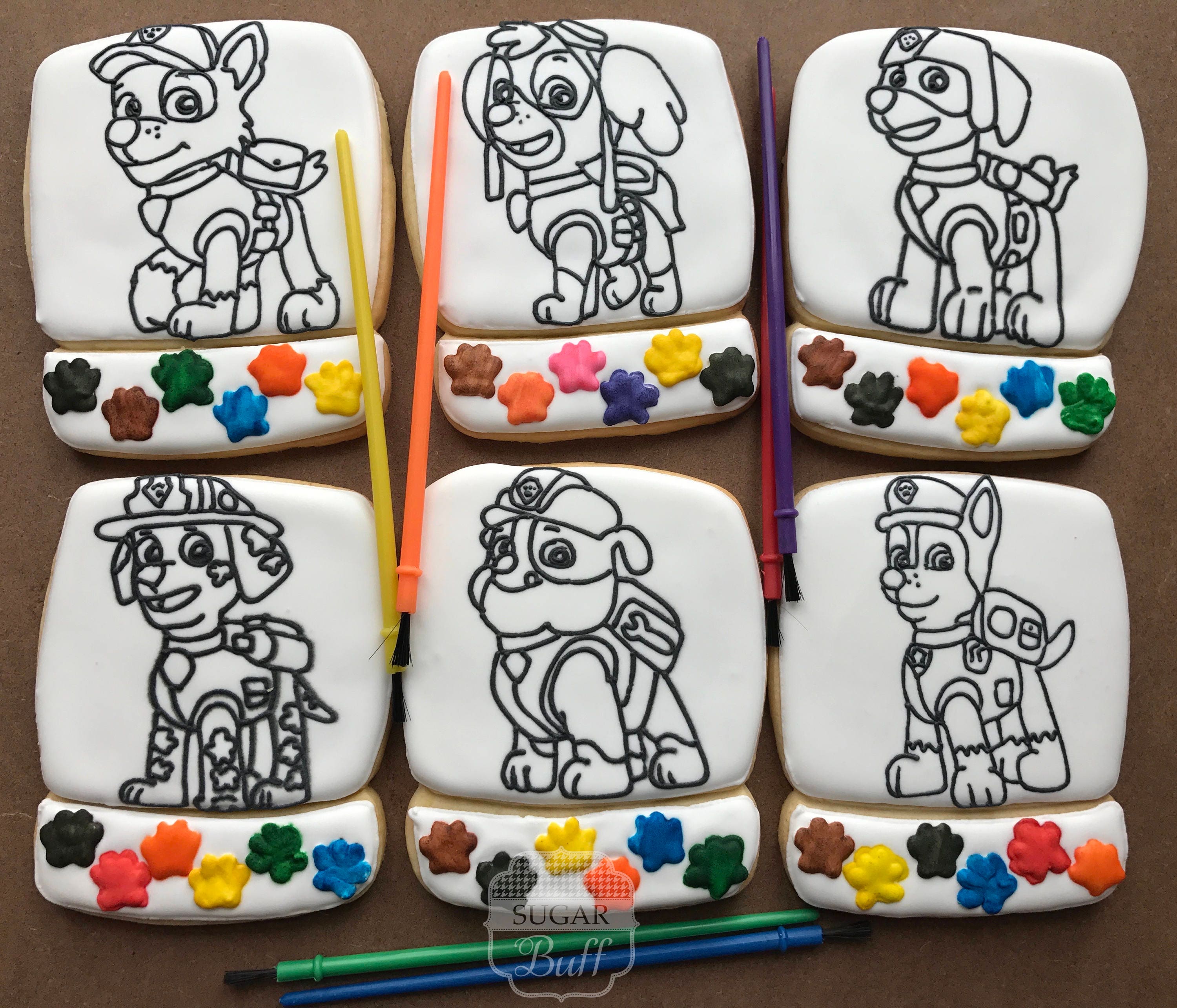 Paw Patrol Paint Your Own Cookies Set of 6 Paint Your Own Etsy