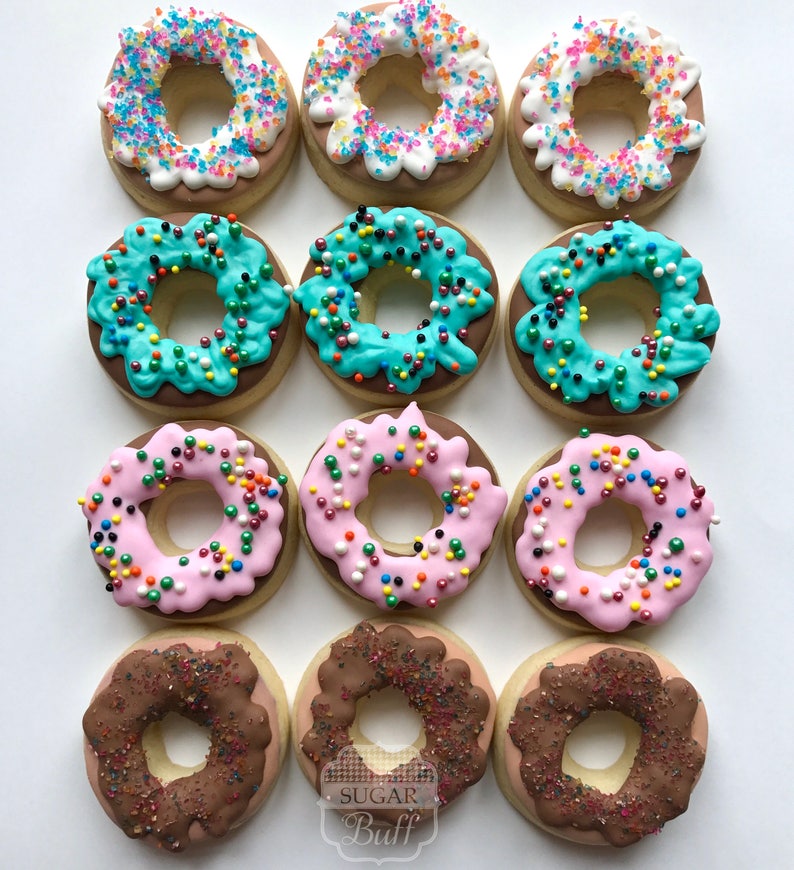 Mini Donut Sugar Cookies 3 Dozen Bite Size Sprinkle Donut Etsy