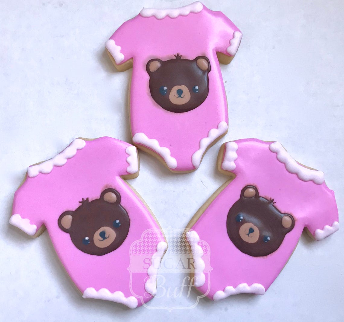 Baby Onesie Decorated Cookies One Dozen Woodland Animal Etsy