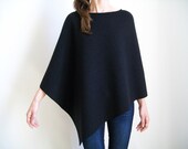 100 Merino Wool Poncho Women, Fall Winter Black Cape