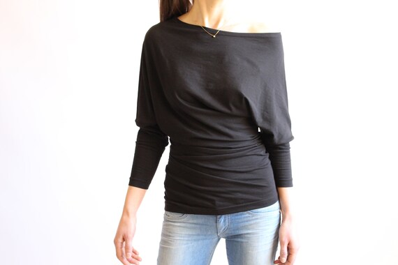 womens black tunic blouses