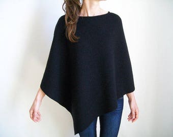 WOMEN PONCHOS Handmade Clothing Poncho Sweater Womens Cape Wool Shawl Wrap Black Cape Wool Poncho Winter Clothes Boho Cape