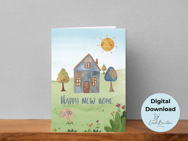 Printable New Home Card Printable Folded Card Digital Download Congratulations Card New Home ...