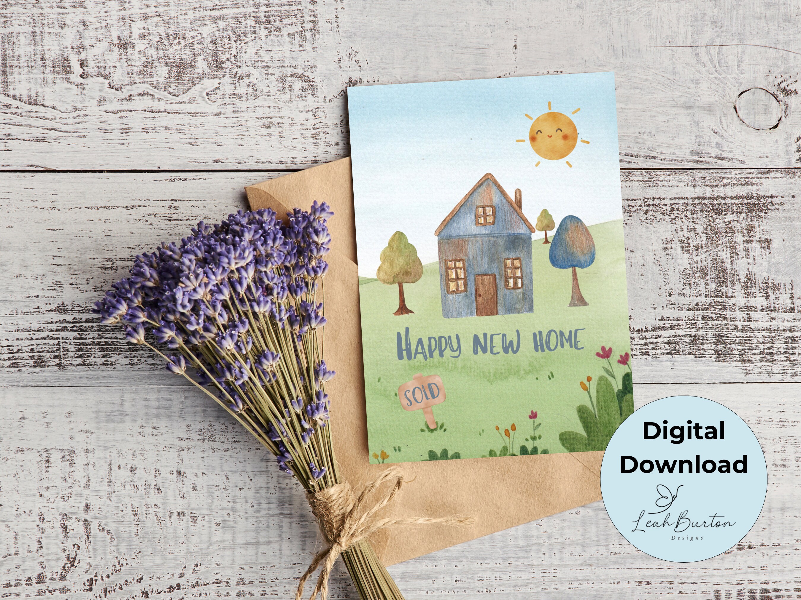 Printable New Home Card Printable Folded Card Digital Download ...
