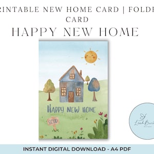 Biglietto di auguri per la nuova casa stampabile / Biglietto piegato stampabile / Biglietto di congratulazioni scaricabile digitalmente / Celebrazione della nuova casa / Versetto incluso