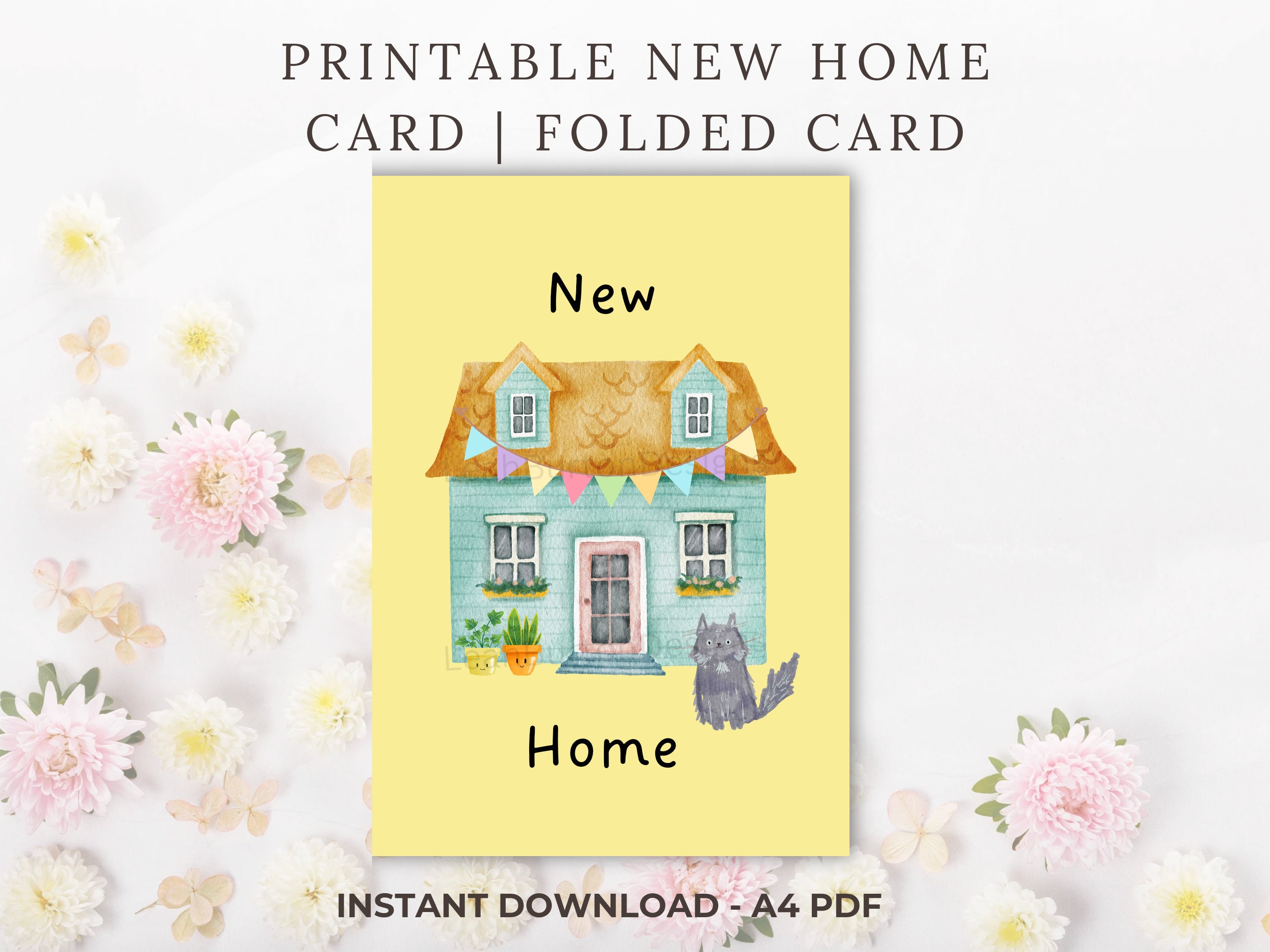 Printable New Home Card Printable Folded Card Instant Download Congratulations Card New Home ...