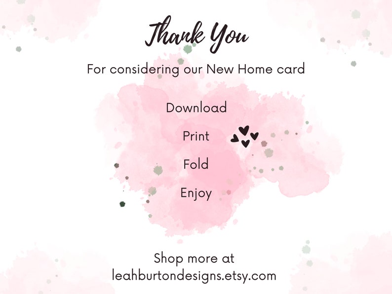 Printable New Home Card Printable Folded Card Digital Download ...