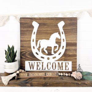 thumbnail image 2 of Rustic Cast Iron Horseshoe Star Welcome Plaque – Western Cowboy Wall Decor 2 of 6