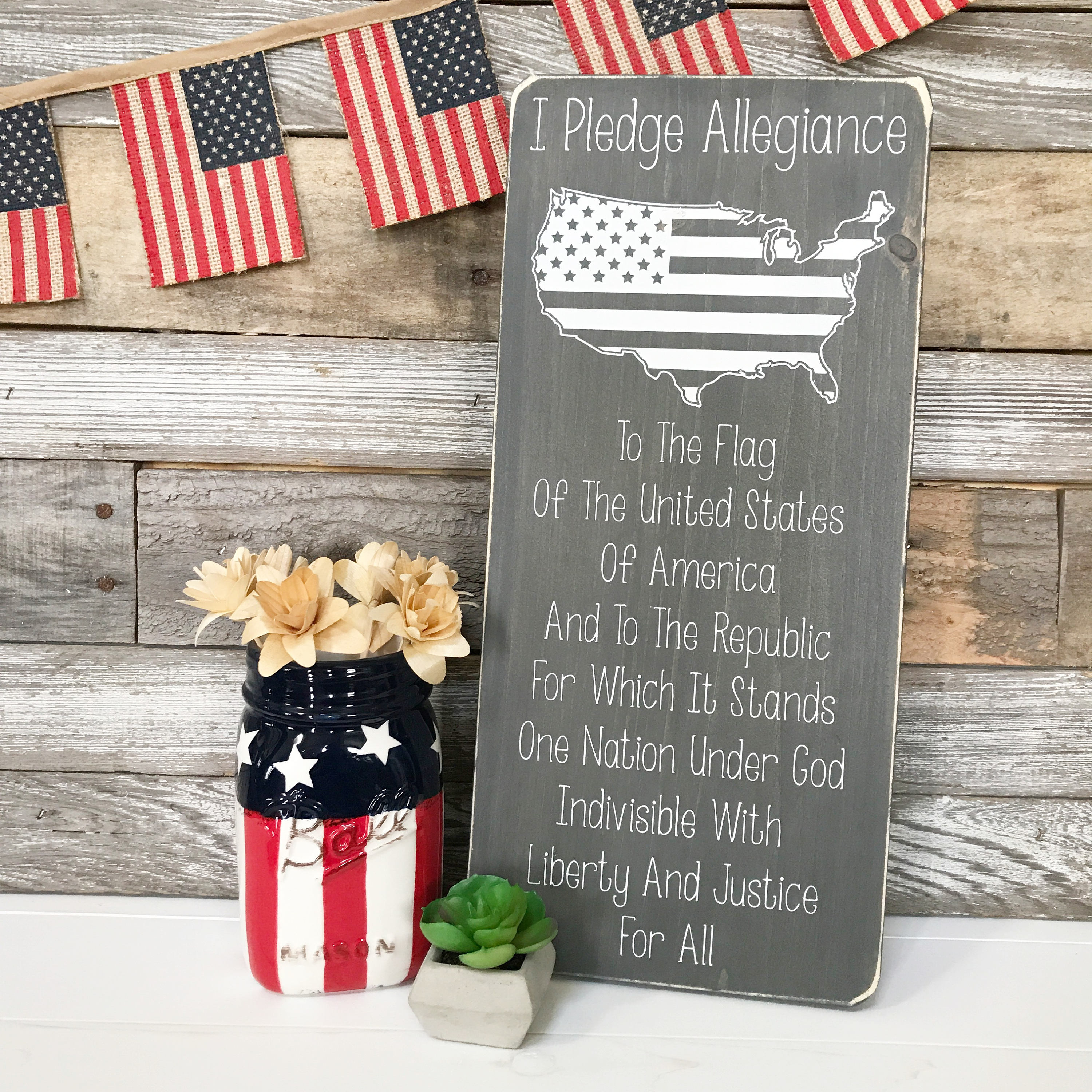 Pledge of Allegiance Wooden Sign 16x7.25 TRN23 Etsy