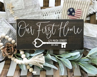 Our First Home Sign | First Home Gift | New Home Gift | Realtor Closing Gift | Closing Gift | Housewarming Gift | Home Sweet Home Sign