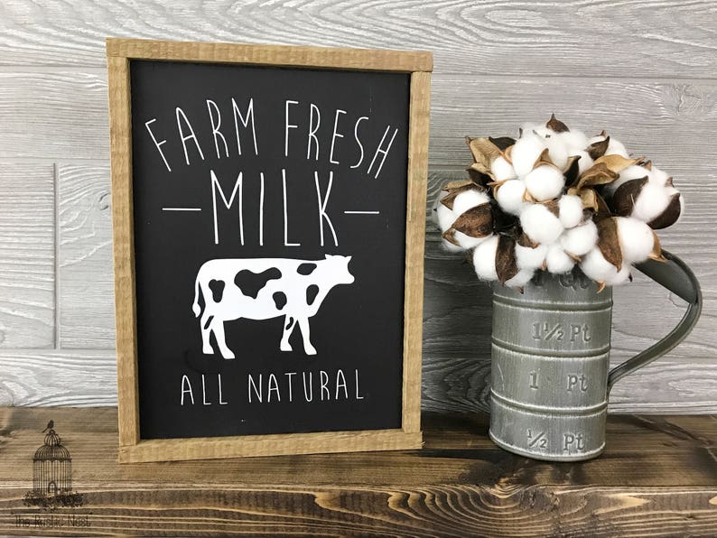 Farm Fresh Milk Sign Farm Sign Cow Sign Cow Decor Etsy