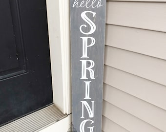 Hello Spring Wooden Porch Sign: Rustic Farmhouse Decor