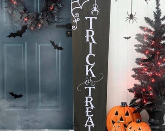 Trick or Treat Halloween Porch Sign | Wooden Halloween Sign | Wooden Porch Sign | Front Porch Sign | Halloween Decor | Trick or Treat Sign