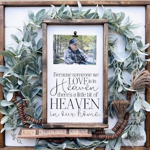 Memorial Picture Frame: &#39;Heaven in Our Home&#39; Rustic Wood Sign