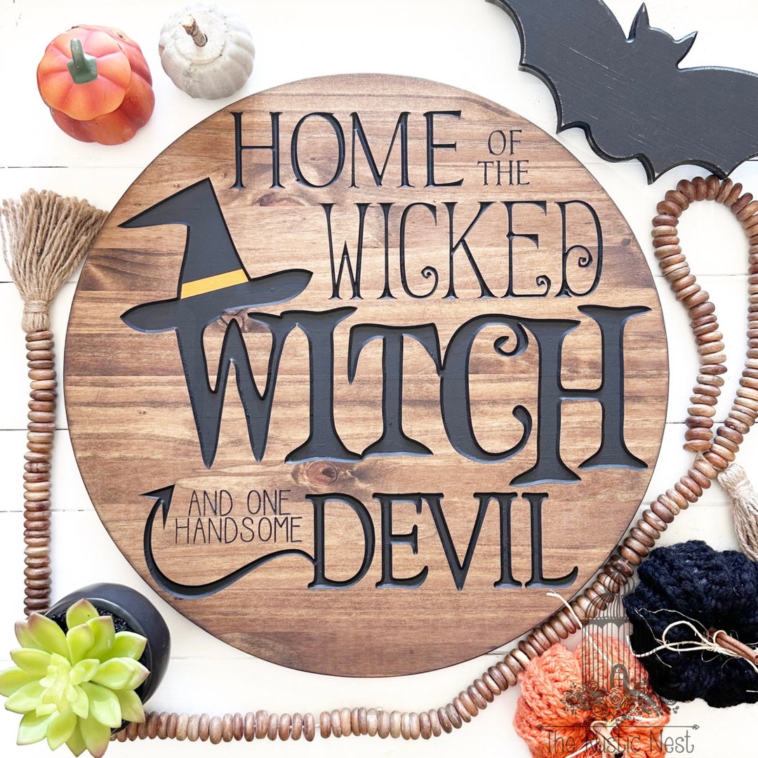 Engraved Halloween Front Door Sign: Home of the Wicked Witch - Etsy