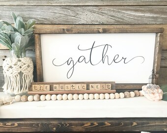 Gather Sign | Gather Wood Sign | Gather | Dining Room Sign | Kitchen Sign | Dining Room Decor | Kitchen Decor | Framed Gather Sign