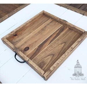 Wood Serving Tray | Tray with Handles | Wood Ottoman Tray | Coffee Table Tray | Breakfast in Bed Tray | Rustic Farmhouse Wood Serving Tray