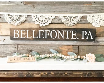 Custom City State Wood Sign: Personalized Hometown Gift
