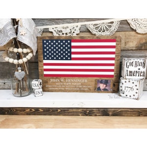 Personalized American Flag Veteran Tribute Sign: Military Memorial (16&quot; x 11.25&quot;)