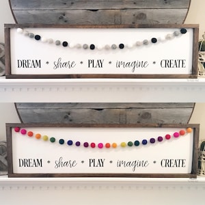 Playroom Sign, Classroom Sign, Playroom Decor, Classroom Decor, Felt Ball Garland TRN09