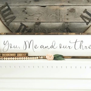 Family of Three Sign: Rustic Wood, Dark Walnut Frame