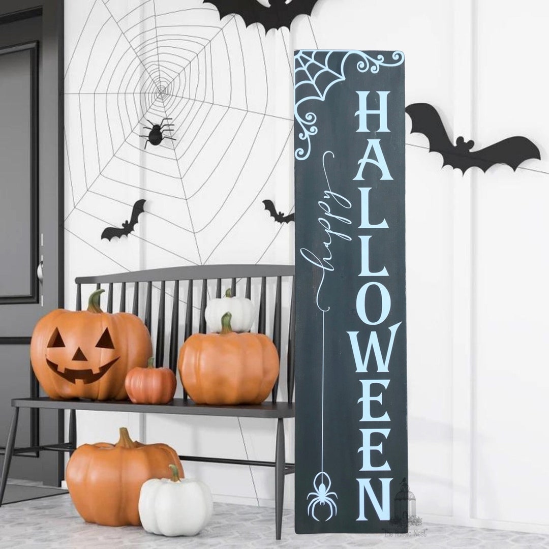 Happy Halloween Porch Sign Wooden Halloween Sign Wooden Etsy