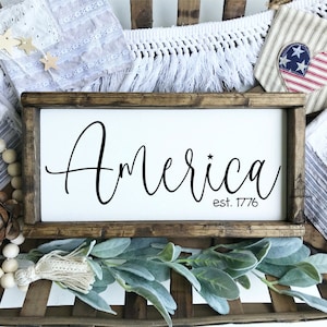 United States Of America Est 1776 Wood Sign