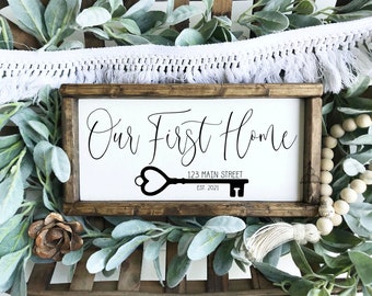 First Home Sign: Rustic Wood Frame, Realtor Closing Gift